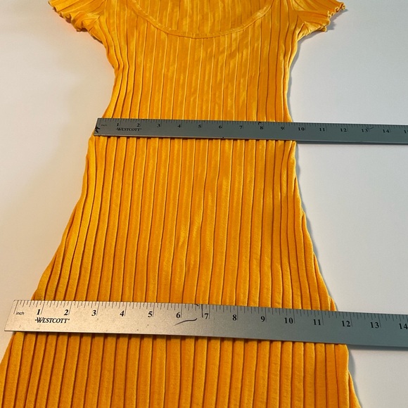 SIMON MILLER Rib Scoop Neck Cap Sleeve Long Dress, Vibrant Yellow/Orange, Sz XS - Picture 13 of 15